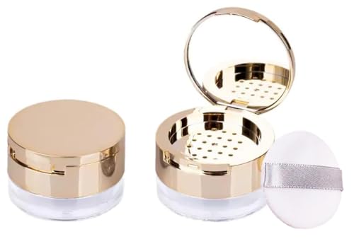 ZLmoue 6g Gold Loose Powder Container with Mirror and Puff