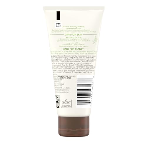 Aveeno Positively Radiant Exfoliating Daily Facial Scrub, Soy Extract, 2 oz