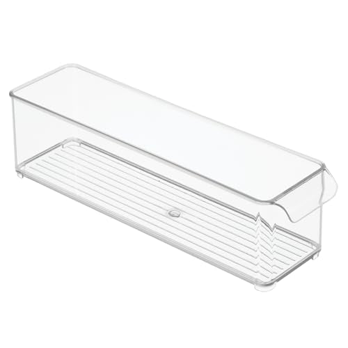 iDesign Stackable Fridge or Freezer Storage Bin with Front Handle, Set of 6, Clear, Made in the USA