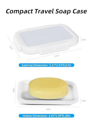 Leakproof Silicone Travel Soap Case with Transparent Lid - 4.7x3in