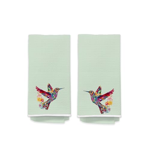 Hummingbird Decorative Hand Towels Set of 2 - Floral Art, Hummingbird006