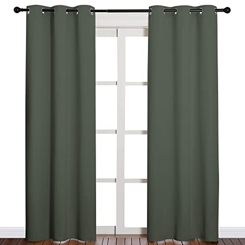 NICETOWN Dark Mallard Blackout Curtains, 42"W x 84"L, 2 Panels