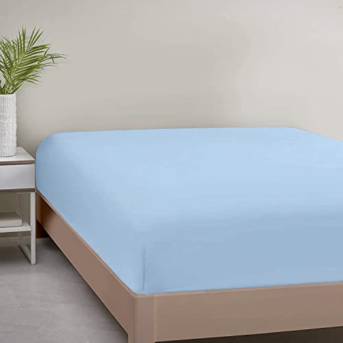 Twin Size Fitted Sheet - Light Blue - 1800 Microfiber, Deep Pockets