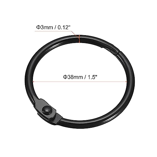 uxcell Carbon Steel Shower Curtain Rings - 6pcs Snap Hooks, 1.5 Inch