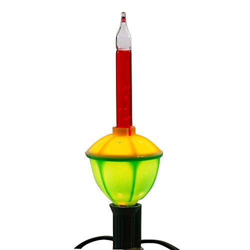 7-Light Bubble Light Set for Holiday Decor - Green Wire, Glass Bulbs