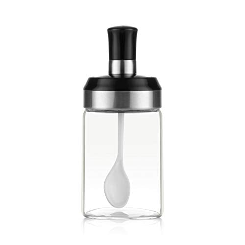 BOILING POINT Glass Condiment Jar with Spoon & Airtight Lid - 280ml