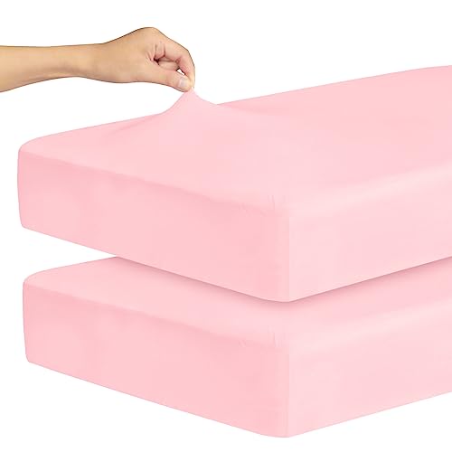 Magik & Kover Stretchy Fitted Crib Sheets for Baby - Pink, 2 Pack