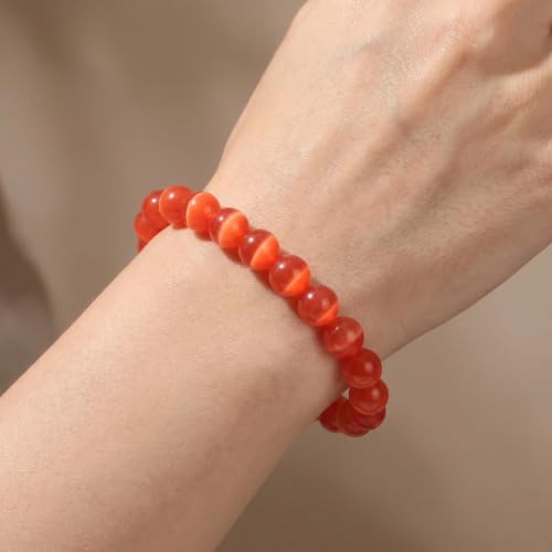 Red Cat Eye Stone Beads 8mm for Jewelry Making and Crafts