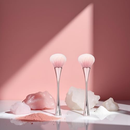Awexzecor 2Pcs Rose Gold Nail Art Dust Brush Soft Cleaner for Acrylic Nails