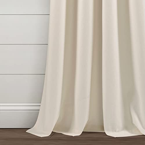 Lush Decor Farmhouse Boho Stripe Woven Tassel Yarn Dyed Cotton Blend Window Curtain Panels Pair 42" W x 95" L Ivory & Wheat - Striped Living Room Curtains