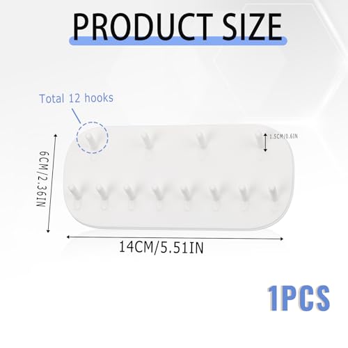 KALIONE Wall Mounted Necklace Holder with 6 Hooks - White Plastic Organizer