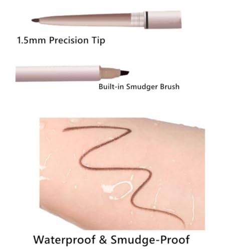 WOANICER 2-in-1 Waterproof Gel Eyeliner Pencil with Smudger - Brown