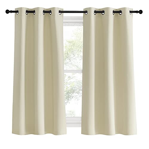 NICETOWN Room Darkening Beige Curtains 34" x 60" (Set of 2) - Thermal Insulated Blackout Drapes