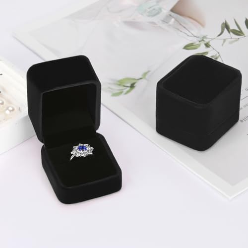 KUKUVR Velvet Wedding Ring Gift Box Set - 2 Mini Holders