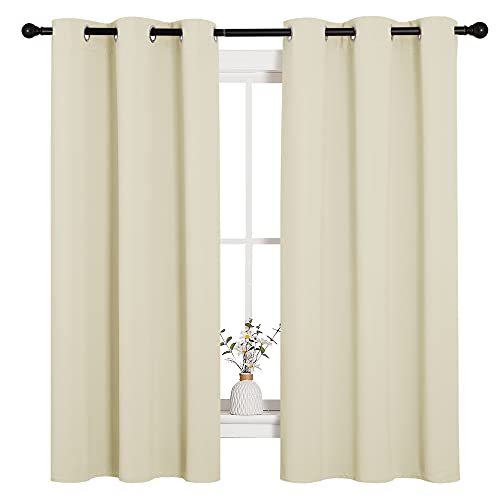 NICETOWN Beige Blackout Curtains - 42" W x 63" L Room Darkening Drapes (2 Panels)