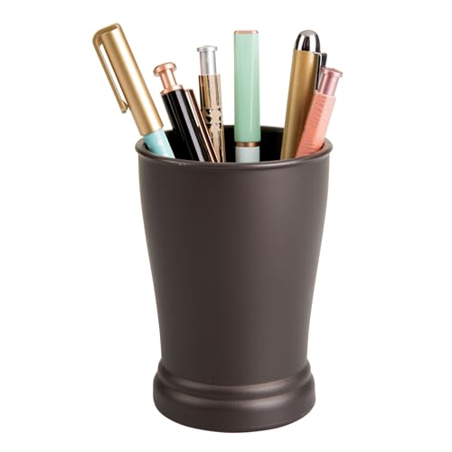 iDesign Kent Bathroom Tumbler Set - Bronze Plastic Toothbrush Holder (2 Pack)