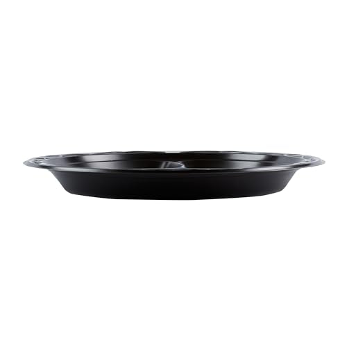 RW Base 10.4 Inch Microwavable Food Plates, 100 Round Plastic Plates - 3 Compartments, Disposable, Black Plastic Dinner Plates, Serve Hot And Cold Foods, For Restaurants And Cafes - Restaurantware