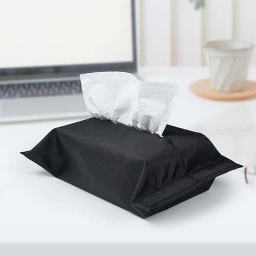 Black Toilet Paper Holder - Reusable Tissue Box Cover for Home & Travel