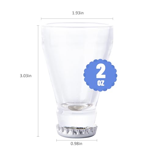 Beer Bottle Shot Glasses Set of 4 - 2oz Premium Glassware