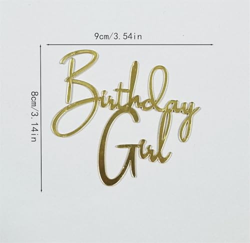 Acrylic Golden Birthday Girl Cake Topper for Parties