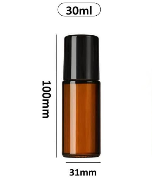 Tustao 30ml Brown Glass Essential Oil Roller Bottles 2Pcs Refillable