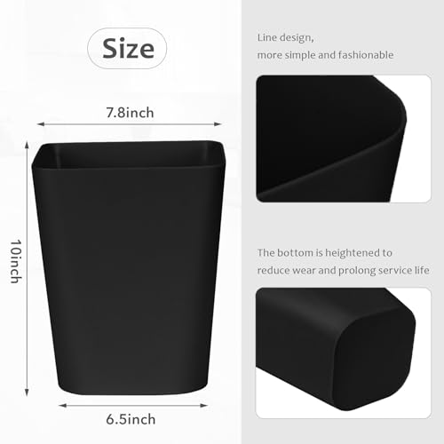 ZXJ Small Trash Can, 1.8 Gallon Compact Waste Basket for Bathroom, Black