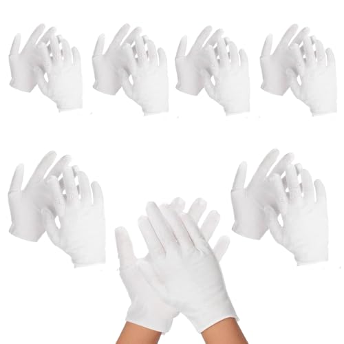 7 Pairs White Cotton Moisturizing Gloves for Dry Hands and Eczema
