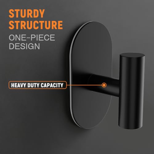 SetSail Matte Black Adhesive Towel Hooks - 4 Pack for Bathroom