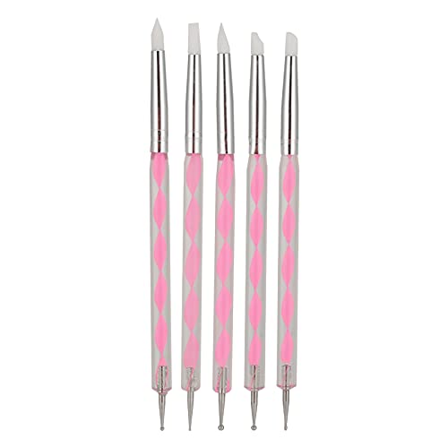 Dioche 5pcs Dual Ended Nail Art Dotting Pen Set with Acrylic Handles