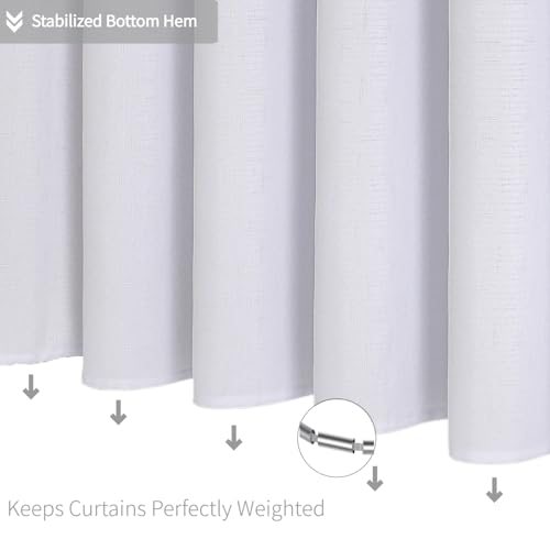 Boho Faux Linen Shower Curtain - 72x78 Inch Heavy Duty Waterproof Fabric