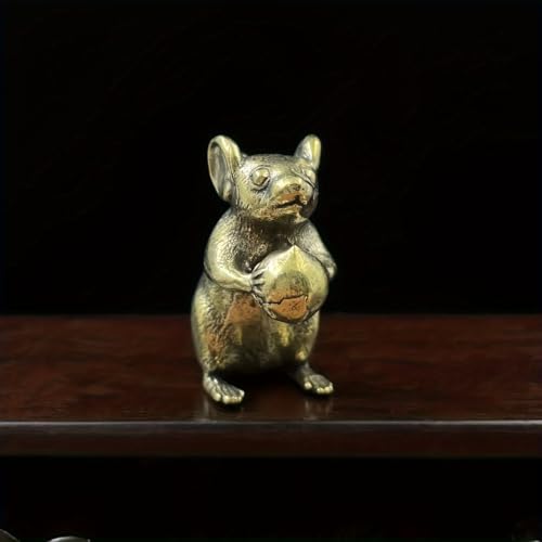 Brass Mouse Figurine - Lucky Rat Statue for Wealth & Good Luck
