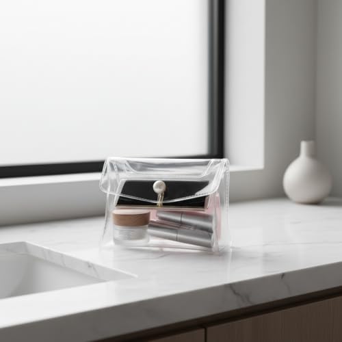 ZLmoue 4-Pack Transparent Mini PVC Makeup Bags Clear Cosmetic Pouches