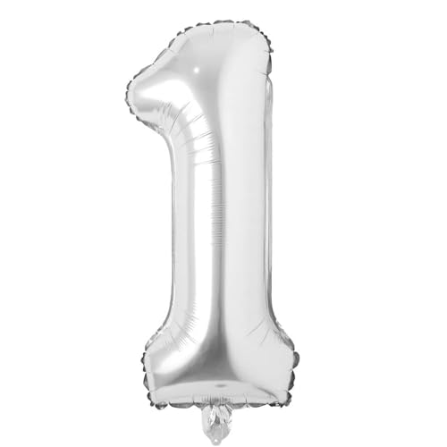 40 Inch Silver Number 1 Foil Balloon for Birthday & Party Decor