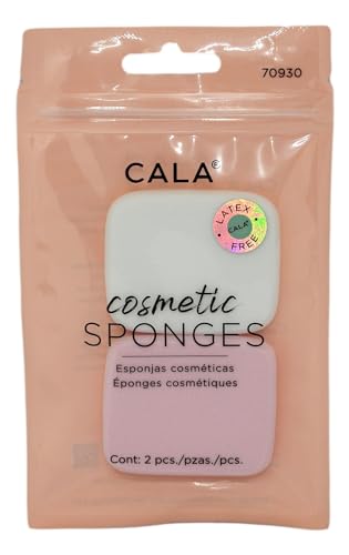 Cala Square Cosmetic Sponges, Non-Latex Makeup Applicators, 2 Count