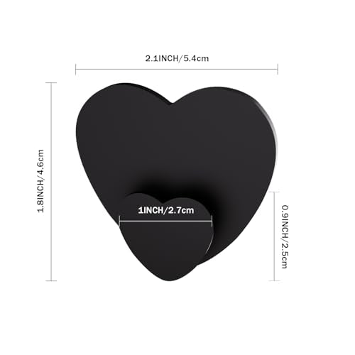 Qlirovix Heart-Shaped Adhesive Towel Hooks, Matte Black Stainless Steel (4 Pack)