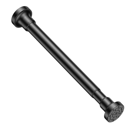 Adjustable Black Tension Rod 18-28 Inch - No Drill Spring Curtain Rod