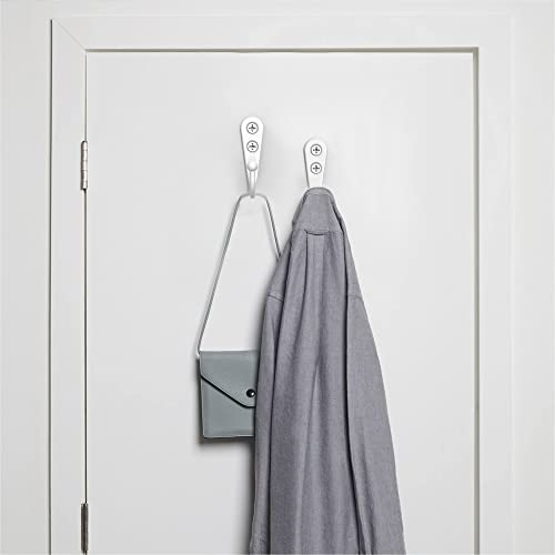 PRIGVOT 15-Pack White Wall Mounted Coat Hooks - Heavy Duty Zinc Alloy Hangers