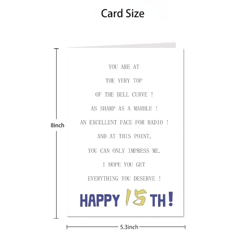 Funny 15th Birthday Card for Boys & Girls - Witty Humor & Keepsake