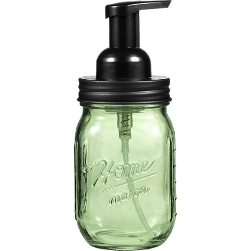 Amolliar 16oz Green Glass Mason Jar Foaming Soap Dispenser