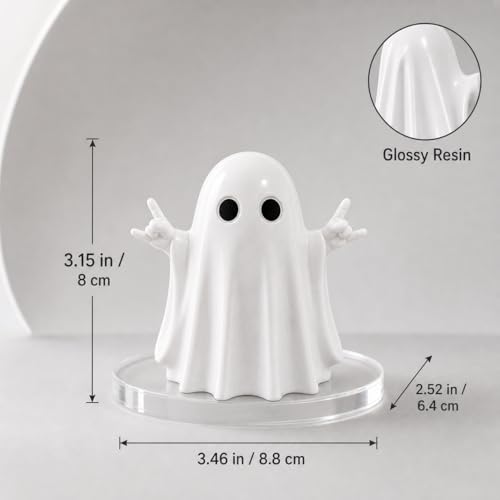 Halloween Ghost Figurine with Rock Hand - Variation C - Resin Desk Decor
