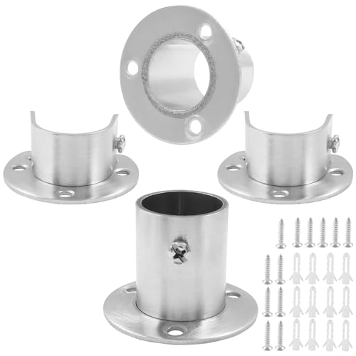 1 Inch Stainless Steel Closet Rod Holders - U-Shaped & O-Shaped Support Brackets