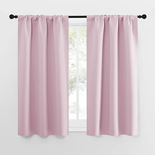 NICETOWN Baby Pink Kitchen Curtain Set - 34x54 Inches, 2 Panels Blackout Window Drapes for Bedroom, Cafe, Loft & Privacy