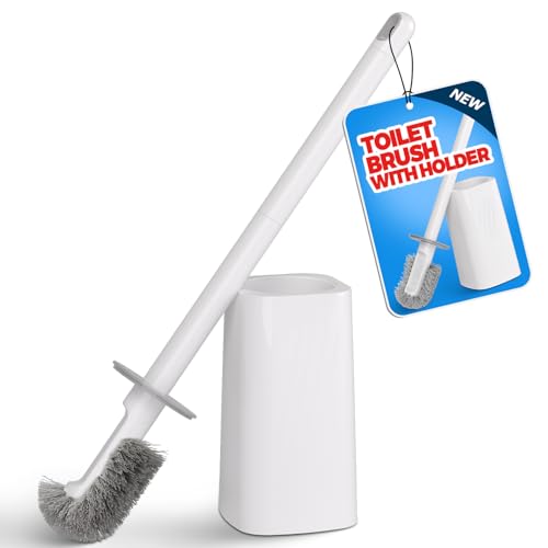 FORASTO Toilet Bowl Brush and Holder Set - Splash Proof & Space Efficient