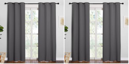 NICETOWN 84" Noise Reducing Blackout Curtains, Grey, 2 Panels