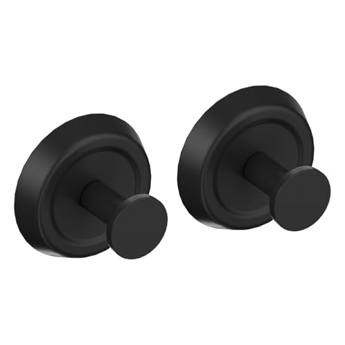 Rixarts Heavy Duty Suction Cup Hooks for Shower Bathroom, 2 Pack Black