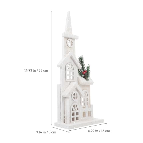 Luminous Wooden Castle Ornament for Christmas Village Decor - Lighted Desktop House
