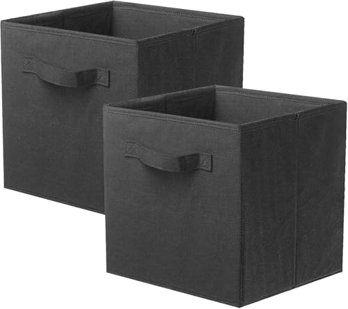 PowerKing Collapsible Storage Cubes - 2 Pack, Black, 10.5"