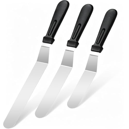 Stainless Steel Cake Decorating Spatula Set 6-10 inch Baking Tools with Anti-Slip Handles