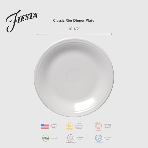 Fiesta¢ç Classic Rim 10.5¡± Dinner Plate ? Durable Ceramic, Lead-Safe, Dishwasher/Microwave/Oven Safe ? Made in USA - Peony