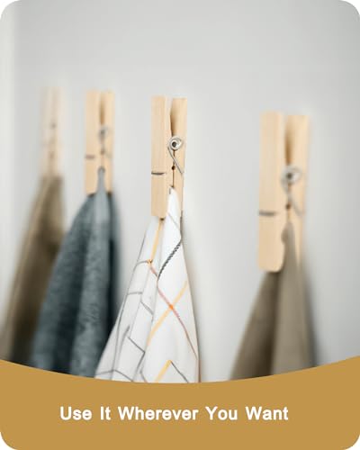 Heavy Duty Wooden Clothespins - 30 Durable Natural Wood Clips
